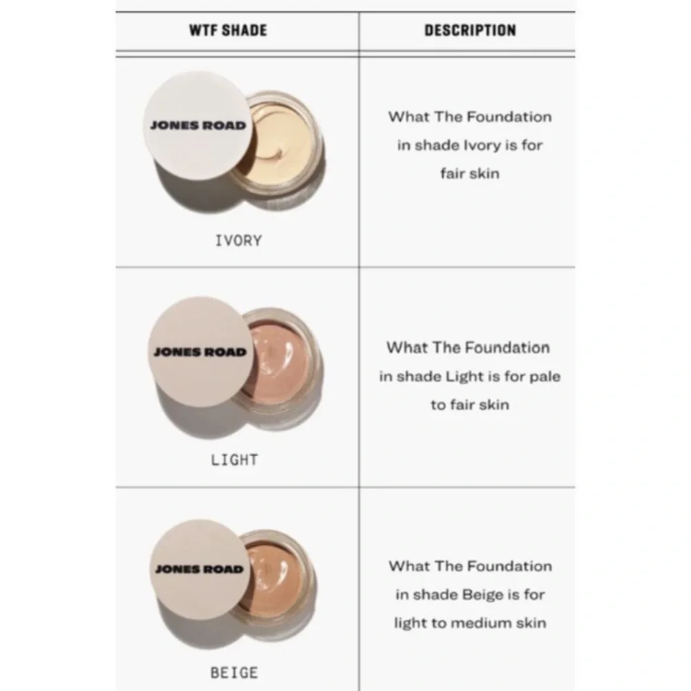 4 Jones Road WTF foundation or miracle balm or SPF colors to trial - Picture 8 of 10